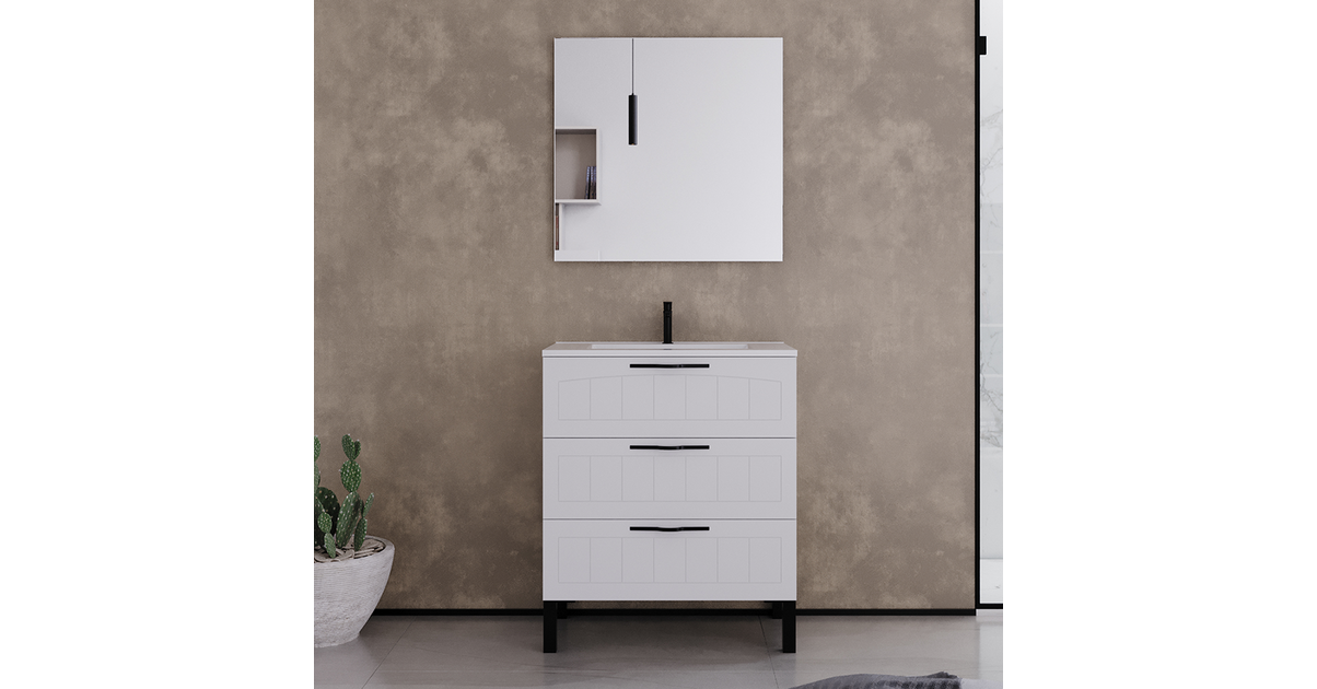 Meuble de salle de bain 3 tiroirs CALA - 60cm - Meuble simple vasque